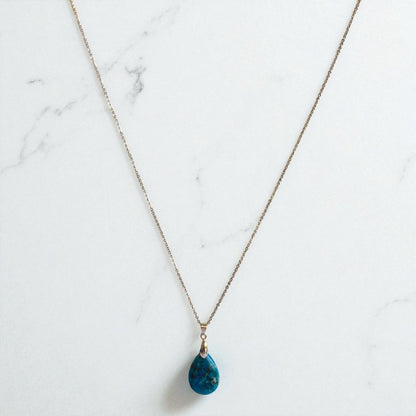 Crystal Horizon Necklace | Blue Apatite Stone & PVD plated Stainless Steel - For Women | Includes: Necklace