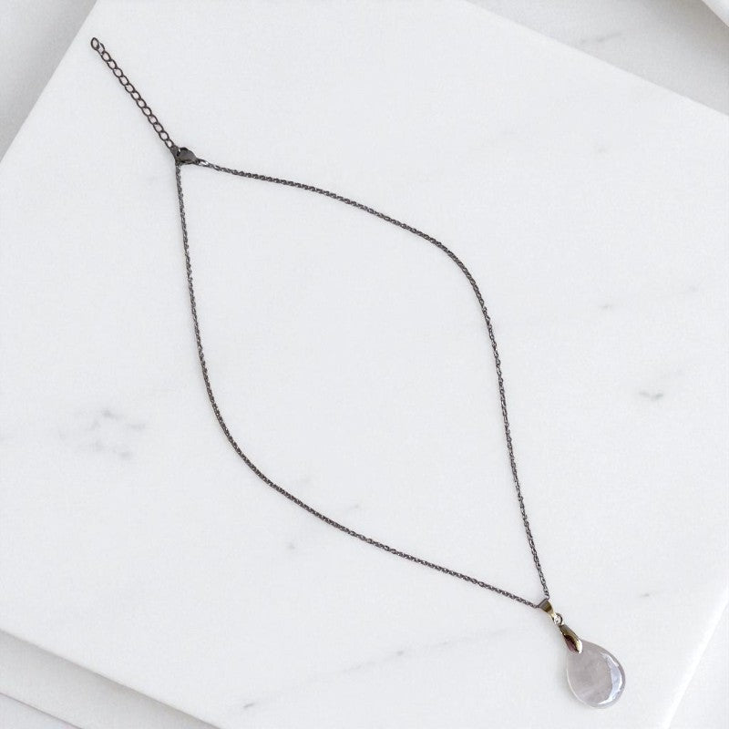 Divine Moon Necklace | Moonstone & PVD plated Stainless Steel - For Women | Includes: Necklace