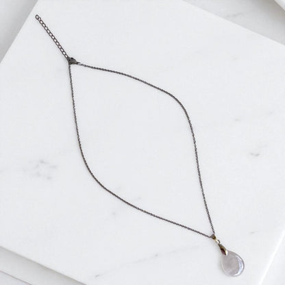 Divine Moon Necklace | Moonstone & PVD plated Stainless Steel - For Women | Includes: Necklace