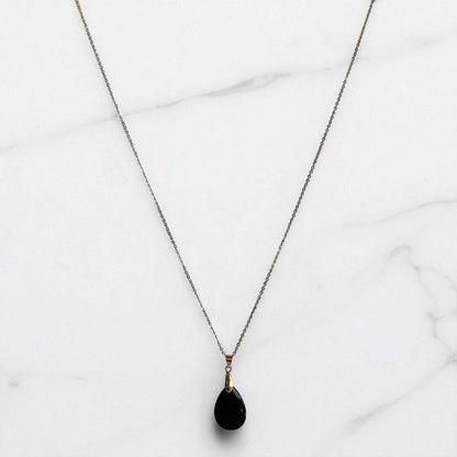 Obsidian Grace Necklace | Black Obsidian & PVD plated Stainless Steel - For Women | Includes: Necklace