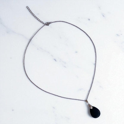Obsidian Grace Necklace | Black Obsidian & PVD plated Stainless Steel - For Women | Includes: Necklace