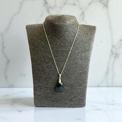 Obsidian Grace Necklace | Black Obsidian & PVD plated Stainless Steel - For Women | Includes: Necklace