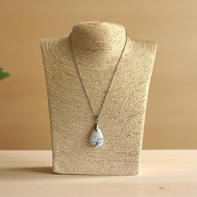 Pure Essence Necklace | Howlite & PVD plated Stainless Steel - For Women | Includes: Necklace