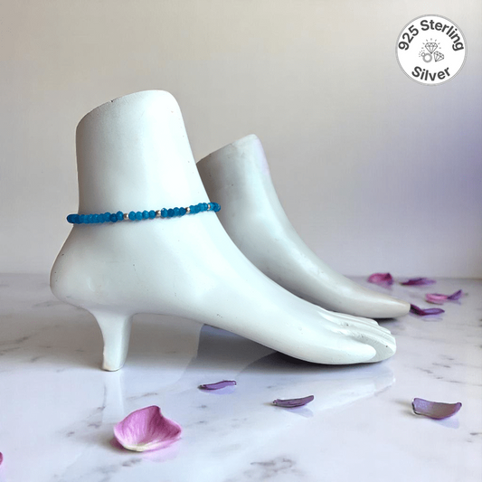 LuckStride Anklet | 925 Silver & Agate - For Women | Includes: Anklet