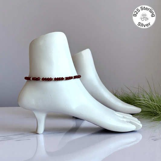 Passion Pulse Anklet | 925 Silver & Onyx stone - For Women | Includes: Anklet