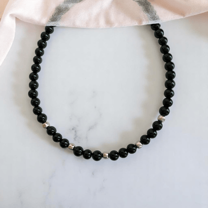 Black Mirage Anklet | 925 Silver & Obsidian Stone - For Women | Includes: Anklet