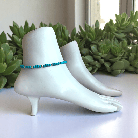 Turquoise Trail Anklet | 925 Silver & Turquoise Stone - For Women | Includes: Anklet