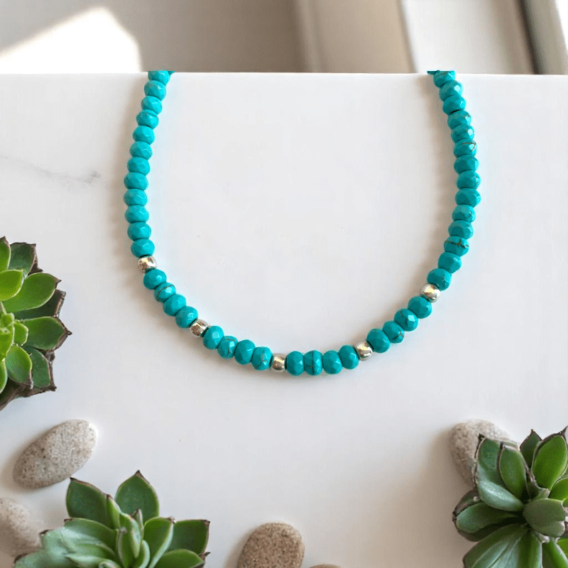 Turquoise Trail Anklet | 925 Silver & Turquoise Stone - For Women | Includes: Anklet