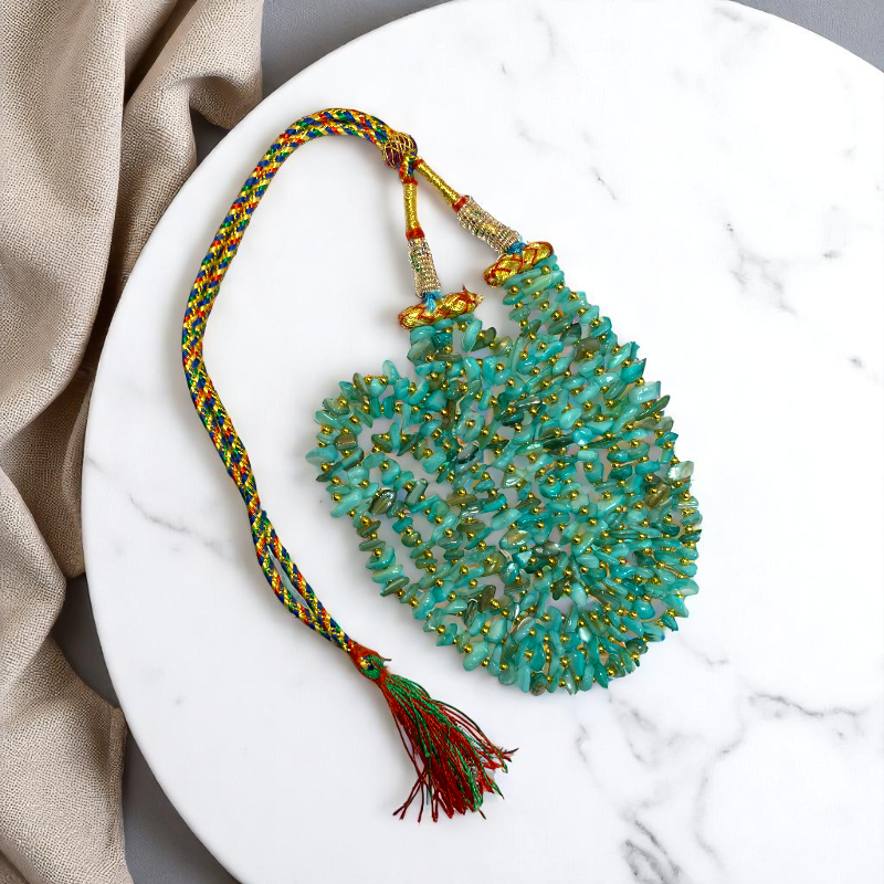 Divine Aqua Layered Necklace | Blue Turquoise Stone - For Women | Includes: Necklace