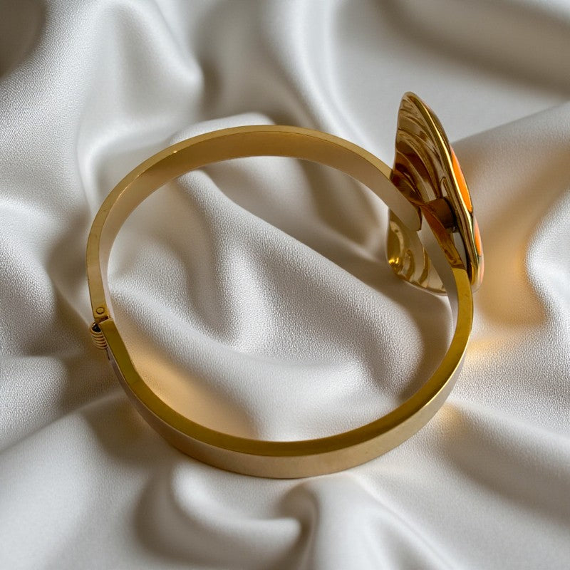 Orange Triangle Cuff Chunky Bracelet | 18K PVD Gold Plated - For Women | Includes: Bracelet
