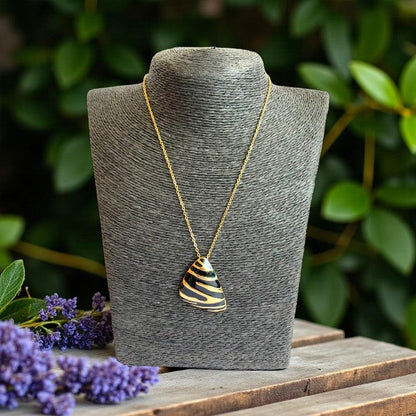 Black Chunky Triangle Necklace | 18K PVD Gold Plated - For Women | Includes: Necklace