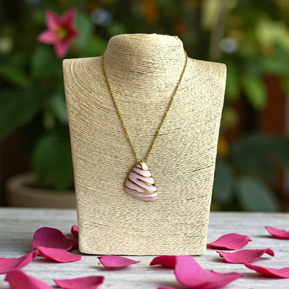 Pink Chunky Triangle Necklace | 18K PVD Gold Plated - For Women | Includes: Necklace