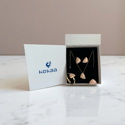 Blush Prism Set | PVD 18k Gold Plated - For Women | Includes: Necklace, Bracelet, Earrings, Ring