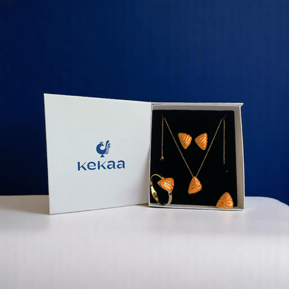 Luminous Prism Set | PVD 18k Gold Plated - For Women | Includes: Necklace, Bracelet, Earrings, Ring