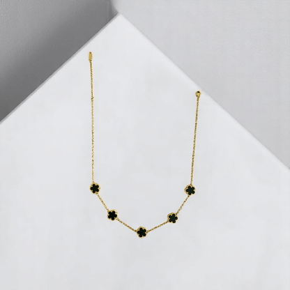 Noir Blossom Set | PVD 18K Gold Plated- For Women | Includes: Necklace, Bracelet, Earrings