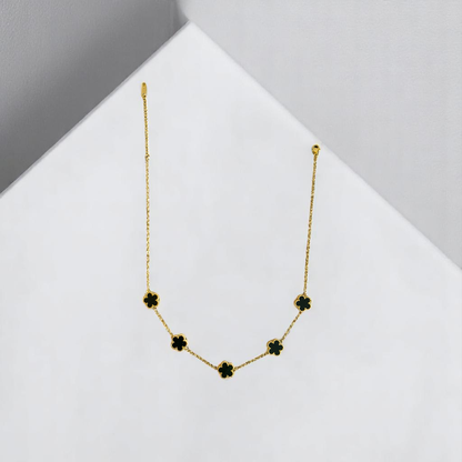 Black Clover Necklace | 18K PVD Gold Plated - For Women | Includes: Necklace