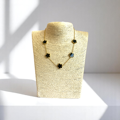 Black Clover Necklace | 18K PVD Gold Plated - For Women | Includes: Necklace