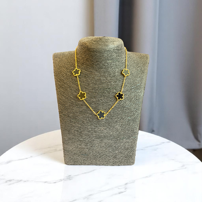 Black Clover Necklace | 18K PVD Gold Plated - For Women | Includes: Necklace