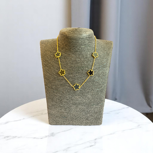 Black Clover Necklace | 18K PVD Gold Plated - For Women | Includes: Necklace