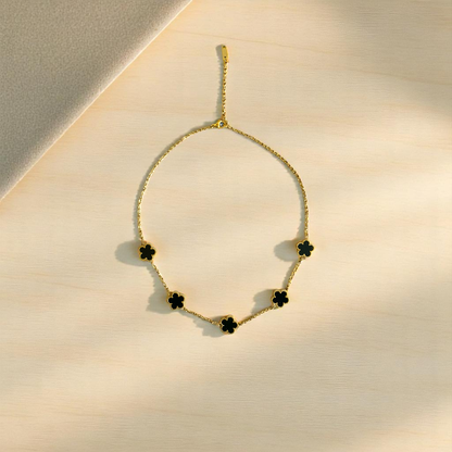 Black Clover Necklace | 18K PVD Gold Plated - For Women | Includes: Necklace