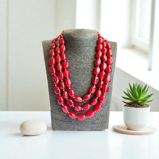 Sovereign Glow Layered Necklace | Red Jade Stone - For Women | Includes: Necklace