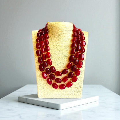Sovereign Glow Layered Necklace | Red Jade Stone - For Women | Includes: Necklace