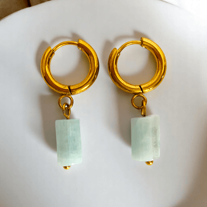 Azure Glow Earrings | Turquoise & 18K PVD Gold Plated Stainless Steel - For Women | Includes: Earrings