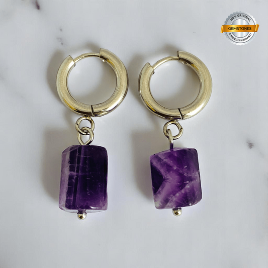 Purple Glow Earrings | Natural Amethyst - For Women | Includes: Earrings