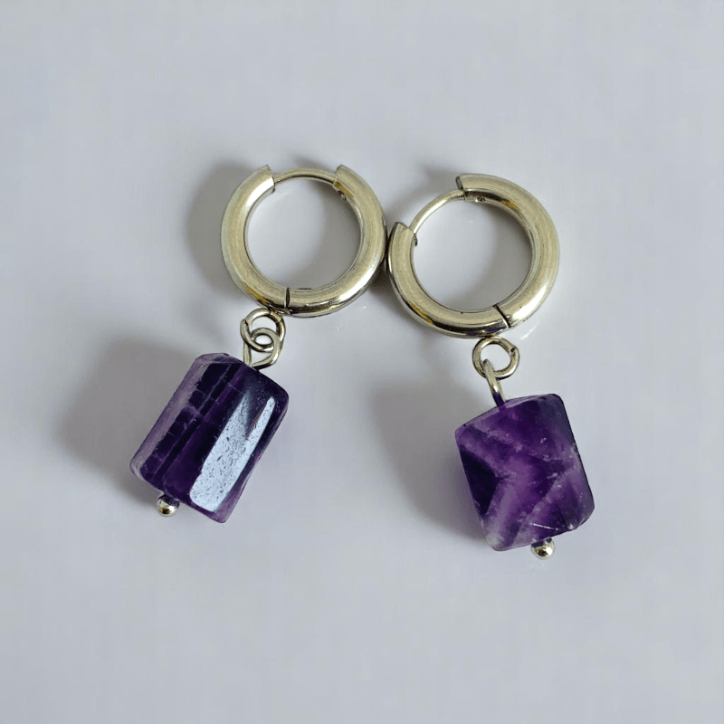 Purple Glow Earrings | Natural Amethyst - For Women | Includes: Earrings
