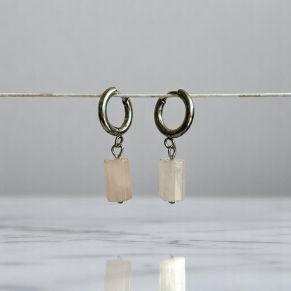 Blush Drop Earrings | Natural Pink Quartz - For Women | Includes: Earrings