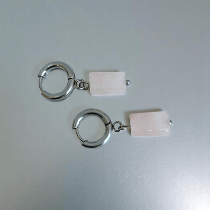 Blush Drop Earrings | Natural Pink Quartz - For Women | Includes: Earrings