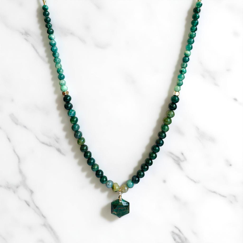 Crown of Moss Necklace | Moss Agate - For Women | Includes: Necklace