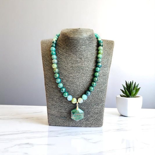 Crown of Moss Necklace | Moss Agate - For Women | Includes: Necklace