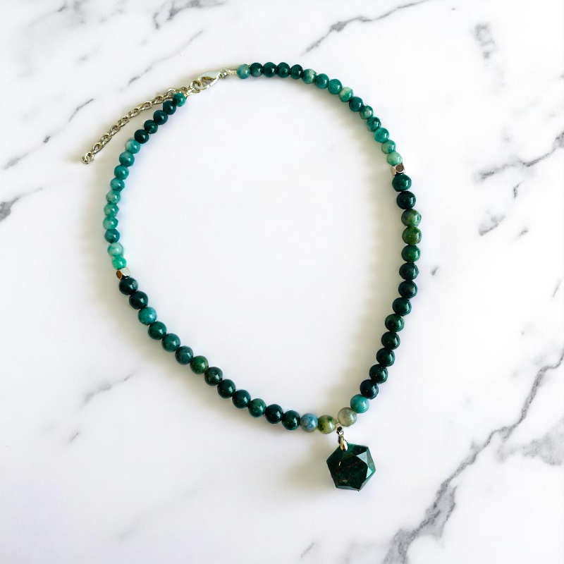 Crown of Moss Necklace | Moss Agate - For Women | Includes: Necklace