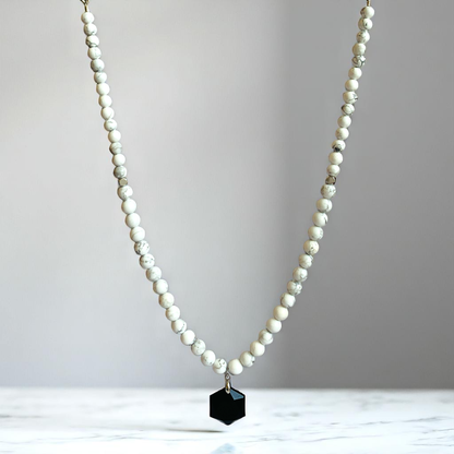 Shadow & Light Necklace | Black Obsidian & Howlite Stone - For Women | Includes: Necklace