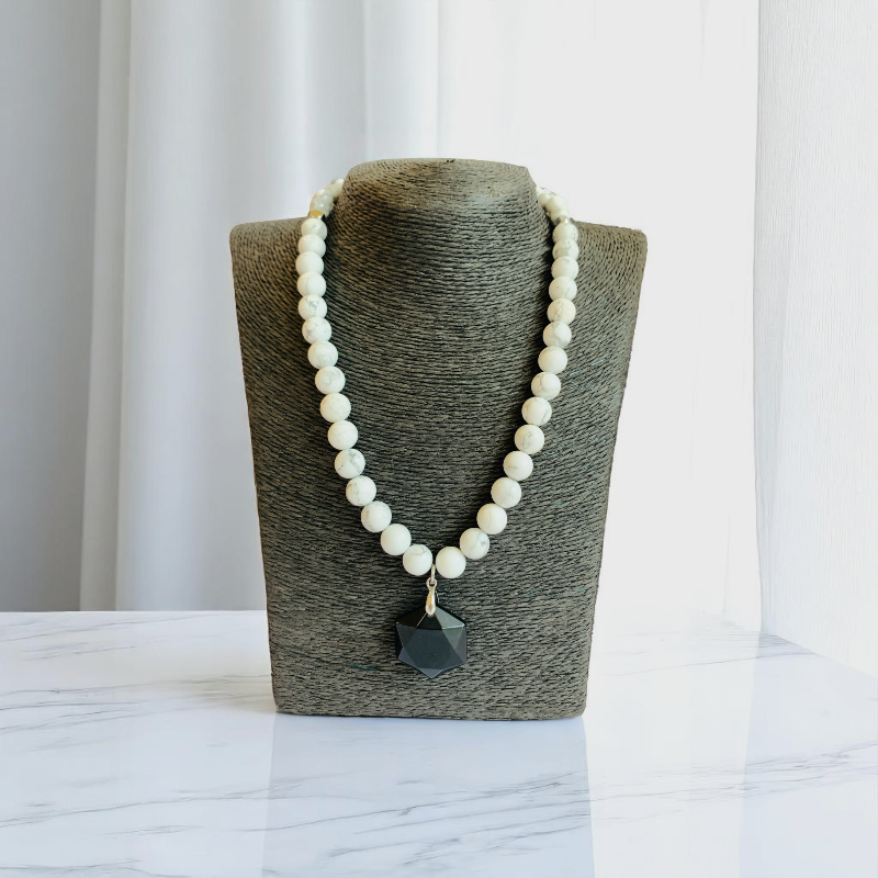 Shadow & Light Necklace | Black Obsidian & Howlite Stone - For Women | Includes: Necklace