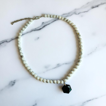 Shadow & Light Necklace | Black Obsidian & Howlite Stone - For Women | Includes: Necklace