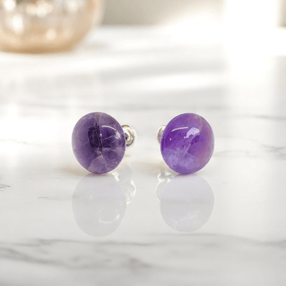Violet Calm Studs | Amethyst Stone - For Women | Includes: Earrings