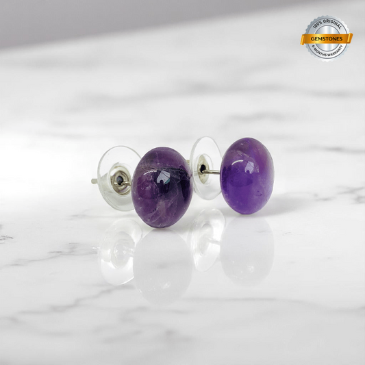 Violet Calm Studs | Amethyst Stone - For Women | Includes: Earrings