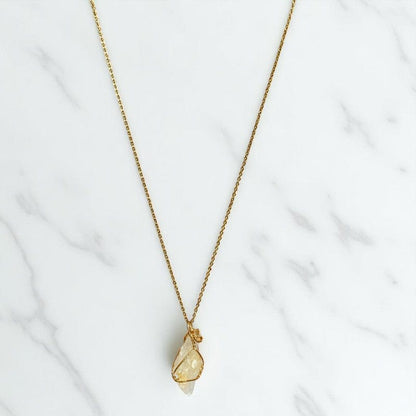 Abundance Raw Pendant Necklace | Citrine - For Women | Includes: Necklace