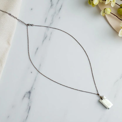 White Howlite Pendant Necklace | Silver Chain | Unisex