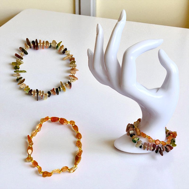 Energy Harmony Duo | Carnelian & Indian Agate - For Women | Includes: Bracelets (Set of 2)