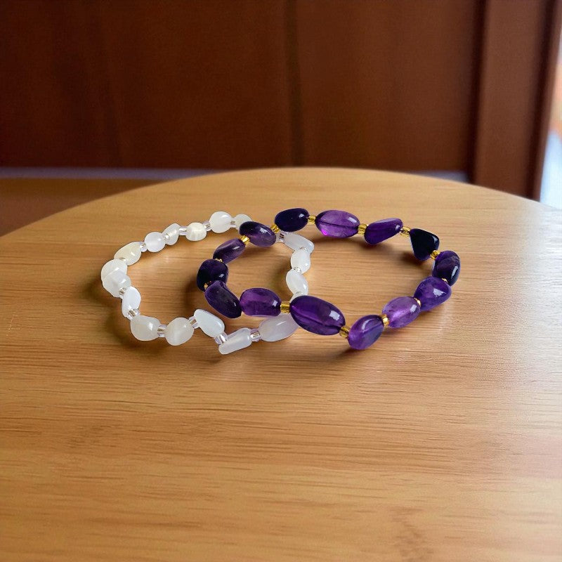 Celestial Calm | Amethyst & Moonstone - For Women | Includes: Bracelets (set of 2)