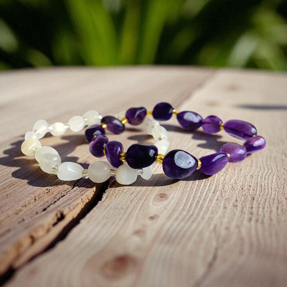 Celestial Calm | Amethyst & Moonstone - For Women | Includes: Bracelets (set of 2)