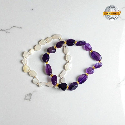 Celestial Calm | Amethyst & Moonstone - For Women | Includes: Bracelets (set of 2)