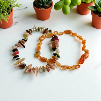 Energy Harmony Duo | Carnelian & Indian Agate - For Women | Includes: Bracelets (Set of 2)