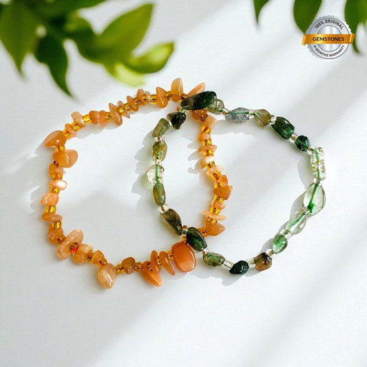 Solar Fusion Set | Sunstone & Moldavite - For Women | Includes: Bracelets (Set of 2)