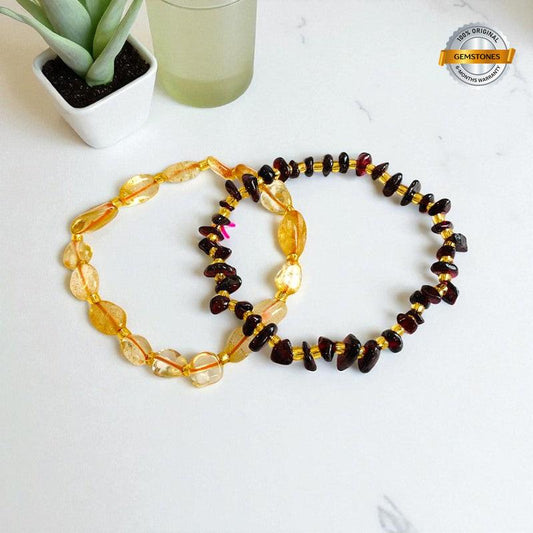 Bold Glow | Garnet & Citrine - For Women | Includes: Bracelets (Set of 2)
