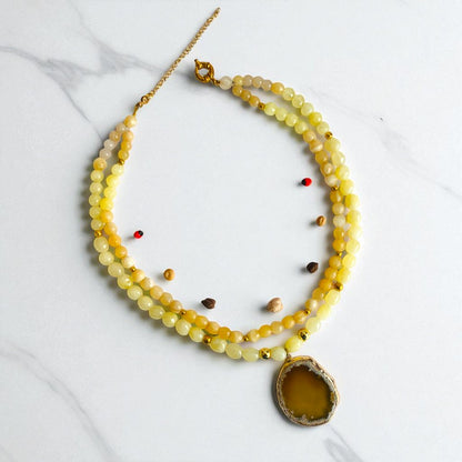 Golden Cascade Layered Necklace | Yellow Aventurine Stone - For Women | Includes: Necklace