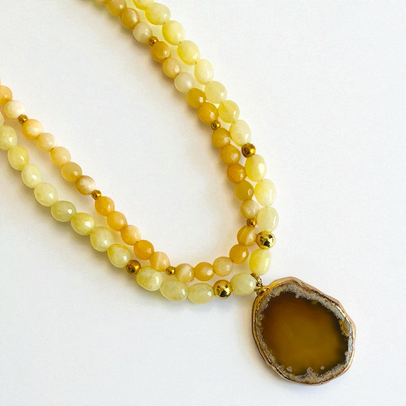 Golden Cascade Layered Necklace | Yellow Aventurine Stone - For Women | Includes: Necklace